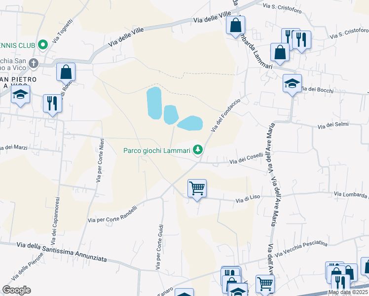 map of restaurants, bars, coffee shops, grocery stores, and more near 24 Via dei Coselli in Capannori