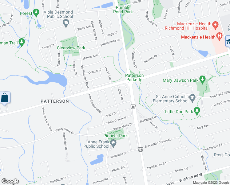 map of restaurants, bars, coffee shops, grocery stores, and more near 125 Southdown Avenue in Vaughan