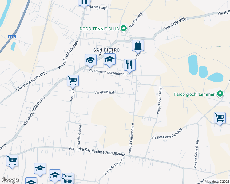 map of restaurants, bars, coffee shops, grocery stores, and more near 463 Via dei Marzi in Lucca