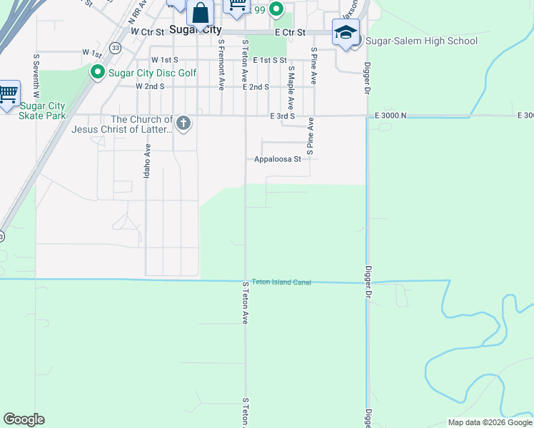 map of restaurants, bars, coffee shops, grocery stores, and more near 250 East 5th South in Sugar City