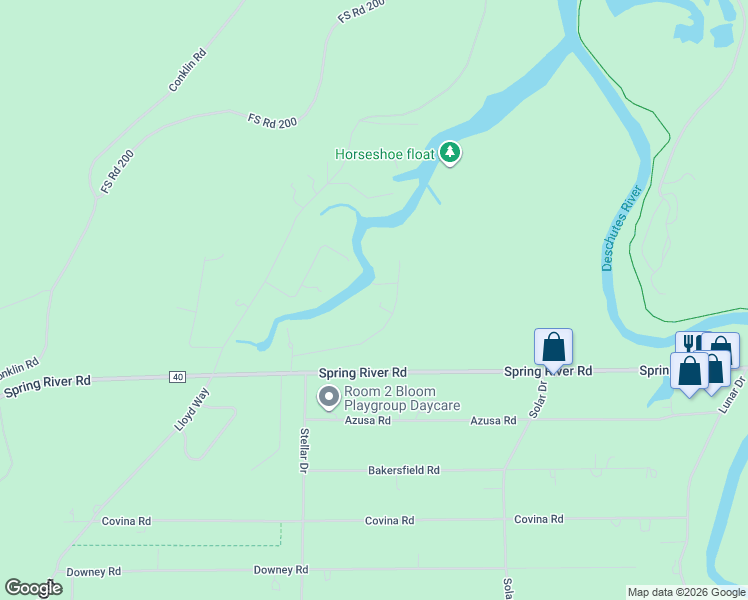 map of restaurants, bars, coffee shops, grocery stores, and more near 17061 Cooper Drive in Bend