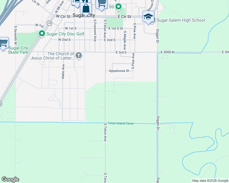 map of restaurants, bars, coffee shops, grocery stores, and more near 250 East 5th South in Sugar City