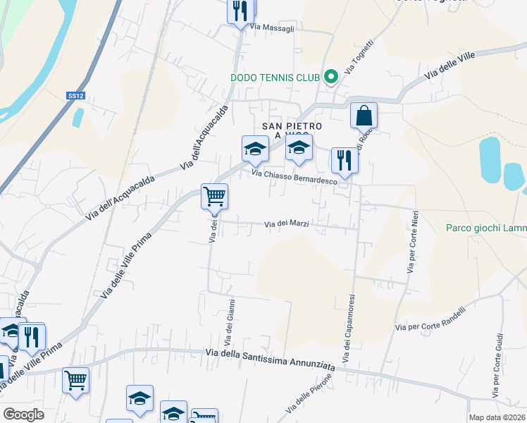 map of restaurants, bars, coffee shops, grocery stores, and more near 463 Via dei Marzi in Lucca