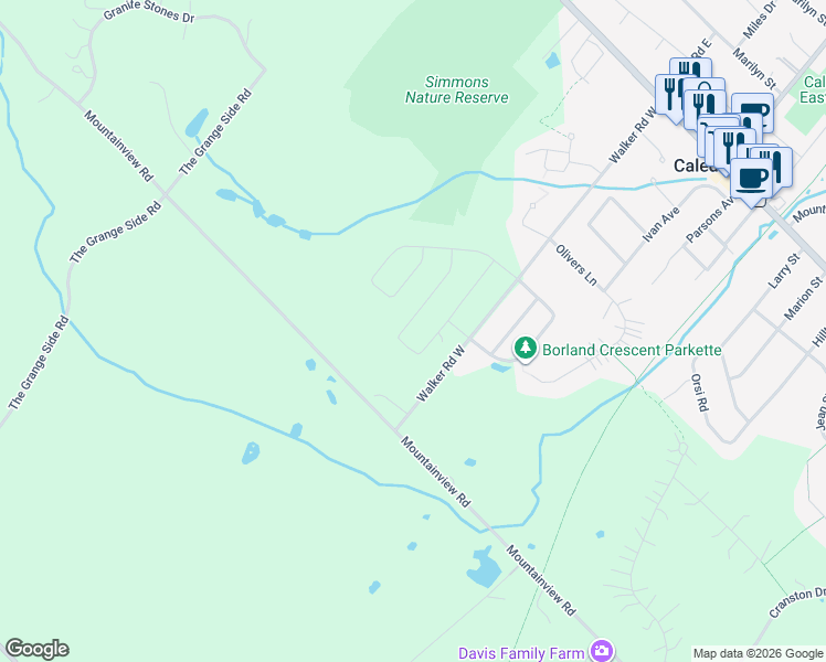 map of restaurants, bars, coffee shops, grocery stores, and more near 80 James Walker Avenue in Regional Municipality of Peel