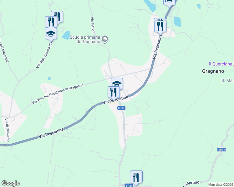 map of restaurants, bars, coffee shops, grocery stores, and more near 1 Via Pieroni in Capannori