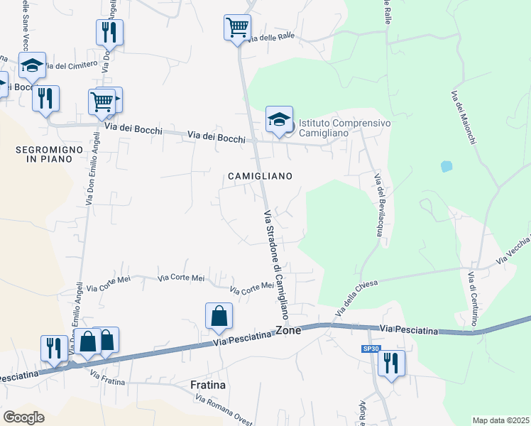 map of restaurants, bars, coffee shops, grocery stores, and more near 47 Via Stradone di Camigliano in Capannori