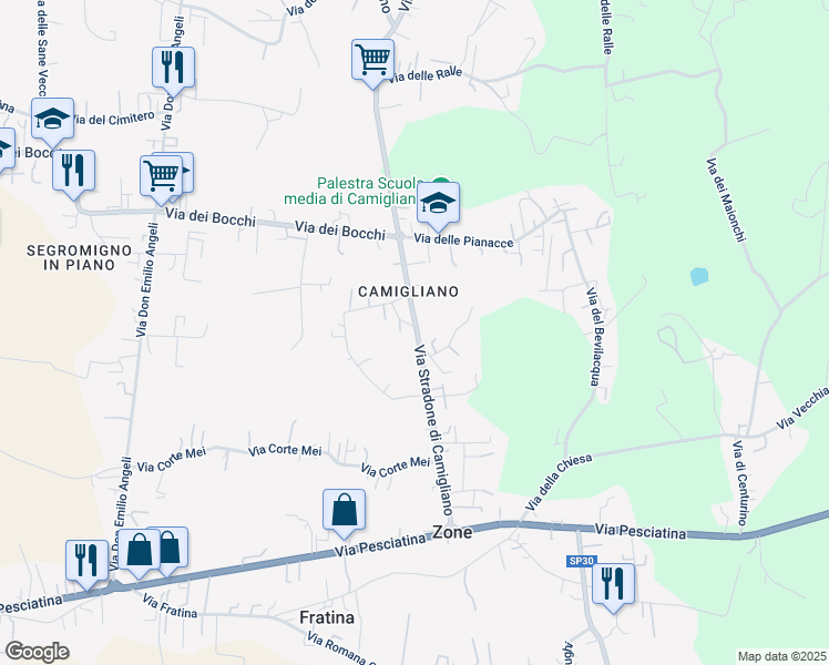 map of restaurants, bars, coffee shops, grocery stores, and more near 47 Via Stradone di Camigliano in Capannori