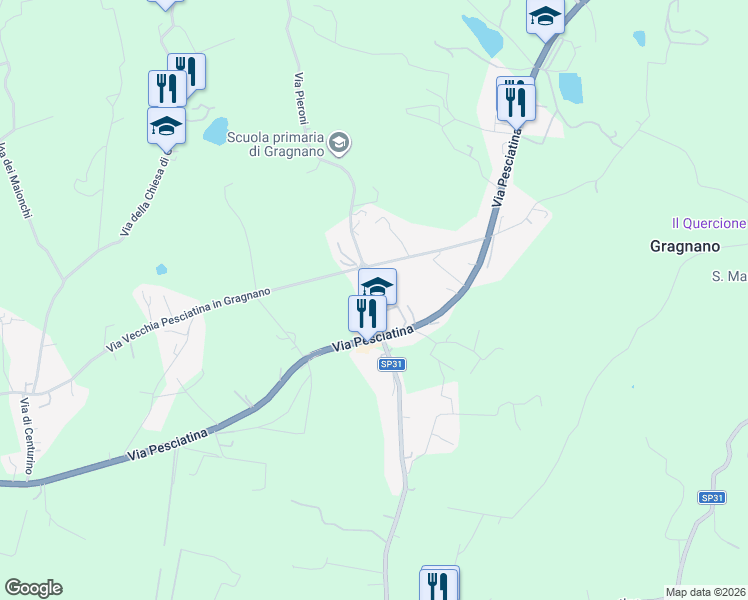 map of restaurants, bars, coffee shops, grocery stores, and more near 1 Via Pieroni in Capannori