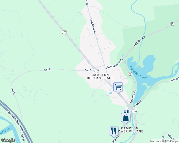 map of restaurants, bars, coffee shops, grocery stores, and more near 372 Owl Street in Campton