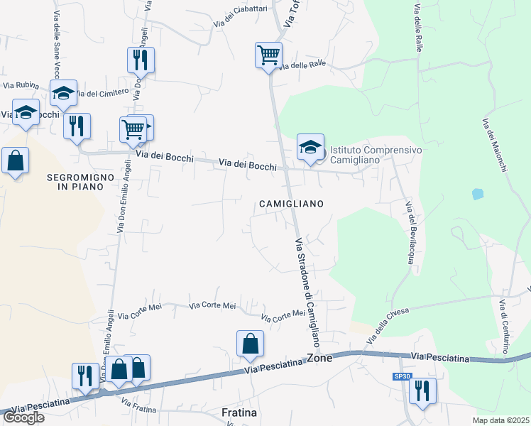 map of restaurants, bars, coffee shops, grocery stores, and more near 125 Via Stradone di Camigliano in Capannori