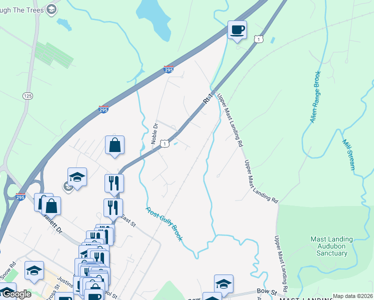 map of restaurants, bars, coffee shops, grocery stores, and more near 4 Foster Avenue in Freeport