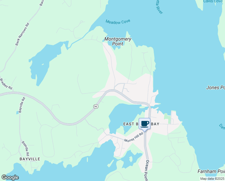 map of restaurants, bars, coffee shops, grocery stores, and more near 209 Ocean Point Road in Boothbay