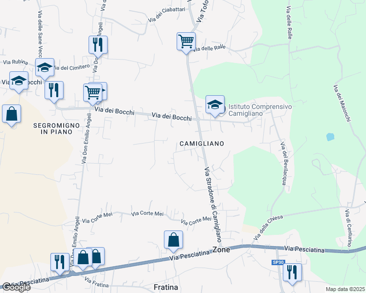 map of restaurants, bars, coffee shops, grocery stores, and more near 125 Via Stradone di Camigliano in Capannori