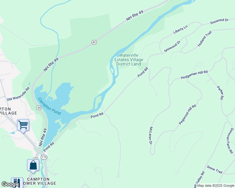 map of restaurants, bars, coffee shops, grocery stores, and more near 137 Pond Road in Campton