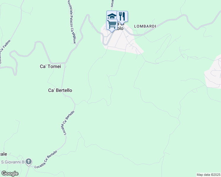 map of restaurants, bars, coffee shops, grocery stores, and more near 218 Località Ca' Baldano in Provincia di Rimini