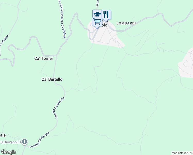 map of restaurants, bars, coffee shops, grocery stores, and more near 218 Località Ca' Baldano in Provincia di Rimini
