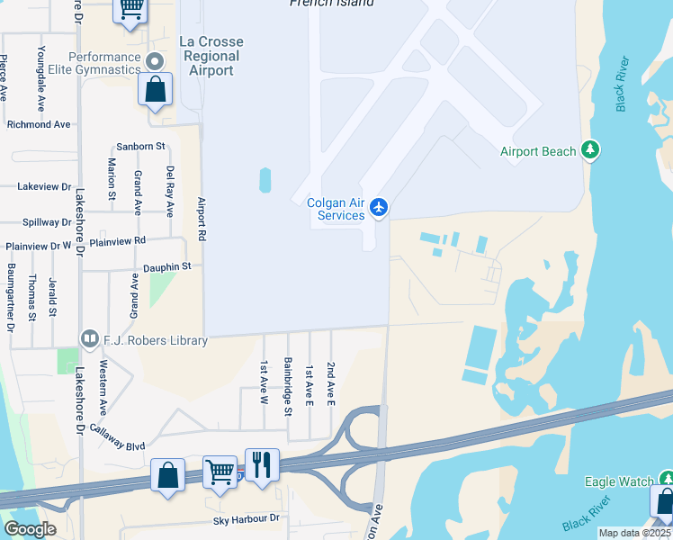 map of restaurants, bars, coffee shops, grocery stores, and more near 2840 Fanta Reed Road in La Crosse