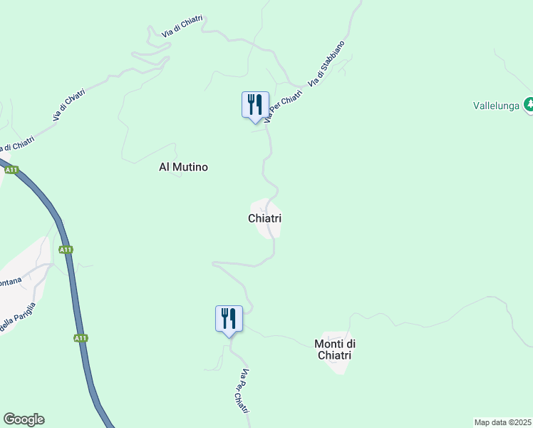 map of restaurants, bars, coffee shops, grocery stores, and more near 258 Via Per Chiatri in Chiatri