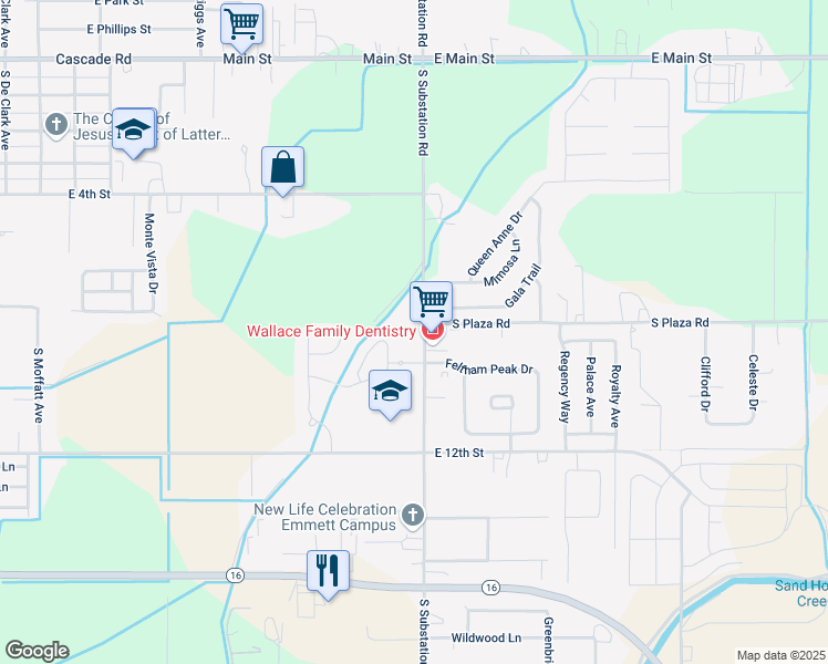 map of restaurants, bars, coffee shops, grocery stores, and more near 830 South Prospect Peak Way in Emmett