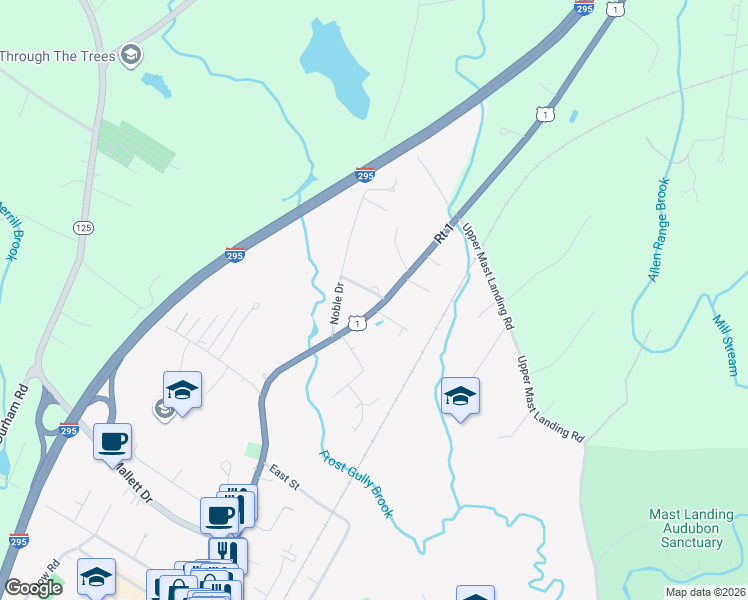 map of restaurants, bars, coffee shops, grocery stores, and more near 4 Foster Avenue in Freeport