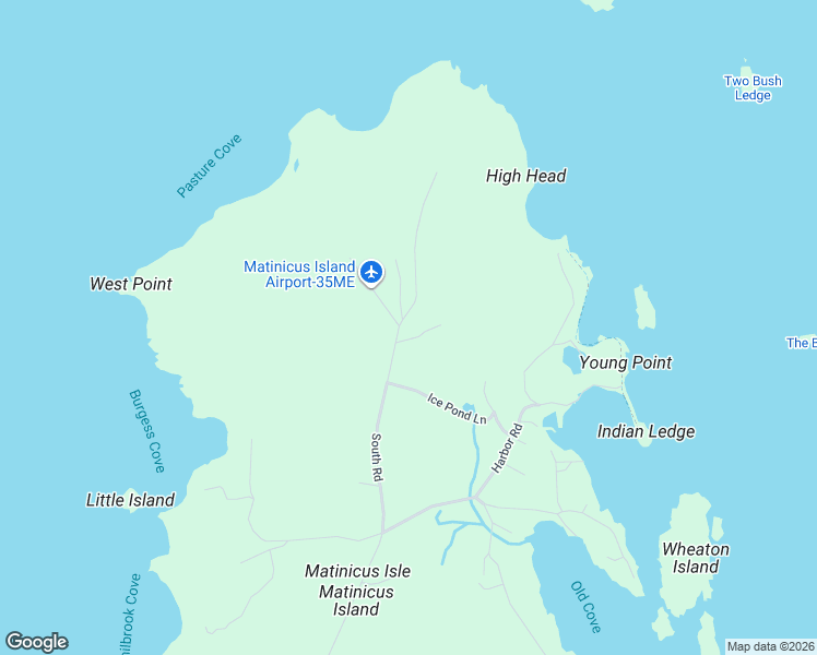 map of restaurants, bars, coffee shops, grocery stores, and more near Airport Road in Matinicus