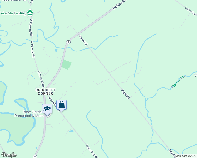 map of restaurants, bars, coffee shops, grocery stores, and more near 94 Royal Road in North Yarmouth