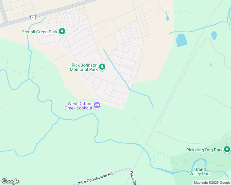 map of restaurants, bars, coffee shops, grocery stores, and more near 1102 Sepia Square in Pickering