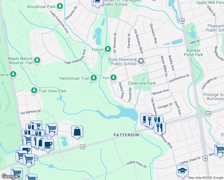 map of restaurants, bars, coffee shops, grocery stores, and more near 200 Farrell Road in Vaughan
