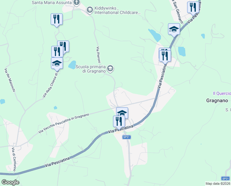 map of restaurants, bars, coffee shops, grocery stores, and more near 7 Via Pieroni in Capannori