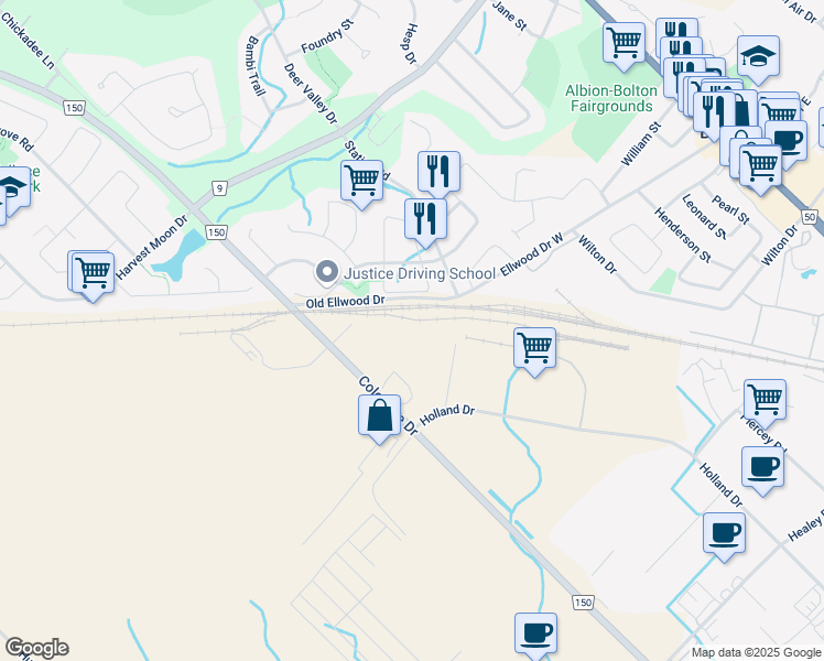 map of restaurants, bars, coffee shops, grocery stores, and more near 57 Holland Drive in Bolton