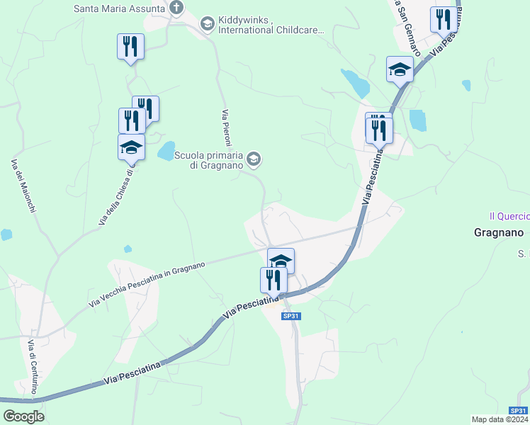 map of restaurants, bars, coffee shops, grocery stores, and more near 7 Via Pieroni in Capannori