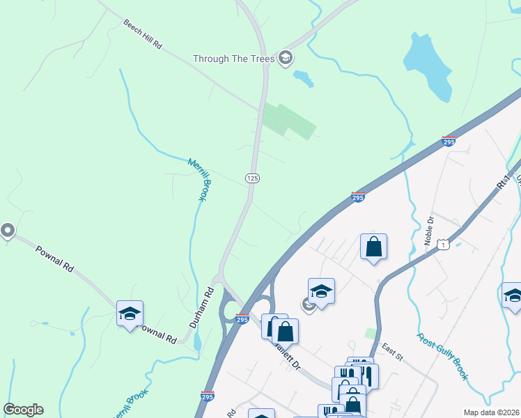 map of restaurants, bars, coffee shops, grocery stores, and more near 1b True Street in Freeport