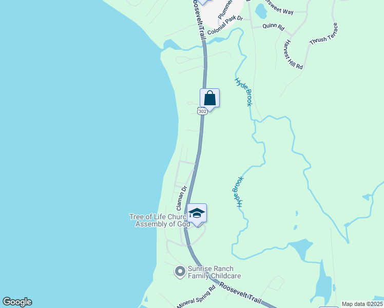 map of restaurants, bars, coffee shops, grocery stores, and more near 57 Crescent Avenue in Windham