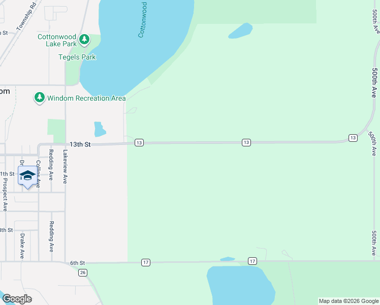 map of restaurants, bars, coffee shops, grocery stores, and more near 49219 County Road 13 in Windom