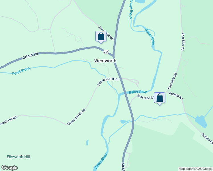 map of restaurants, bars, coffee shops, grocery stores, and more near 725 Mount Moosilauke Highway in Wentworth