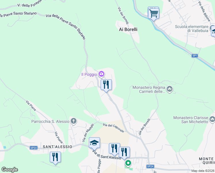 map of restaurants, bars, coffee shops, grocery stores, and more near 4 Traversa IV Via della Pieve Santo Stefano in Lucca