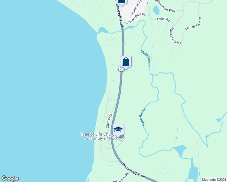 map of restaurants, bars, coffee shops, grocery stores, and more near 57 Crescent Avenue in Windham