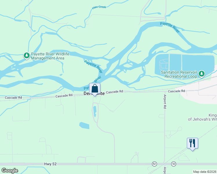 map of restaurants, bars, coffee shops, grocery stores, and more near 4400 Cascade Road in Emmett