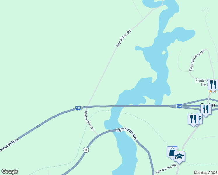 map of restaurants, bars, coffee shops, grocery stores, and more near Raynardton Road in Yarmouth
