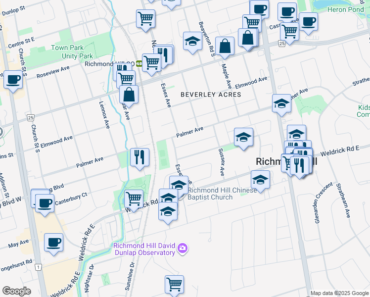 map of restaurants, bars, coffee shops, grocery stores, and more near 292 Boisdale Avenue in Richmond Hill