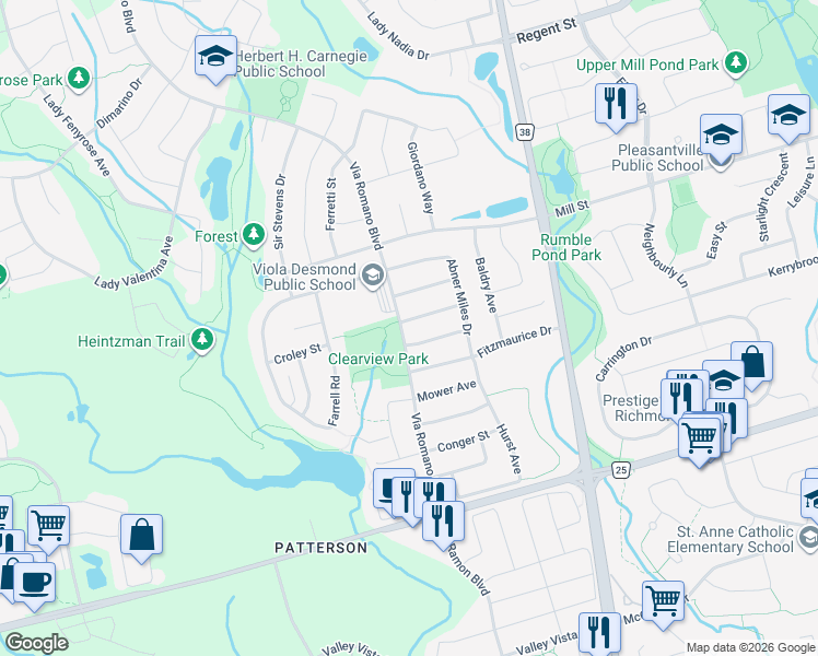 map of restaurants, bars, coffee shops, grocery stores, and more near 60 Horse Rake Road in Vaughan