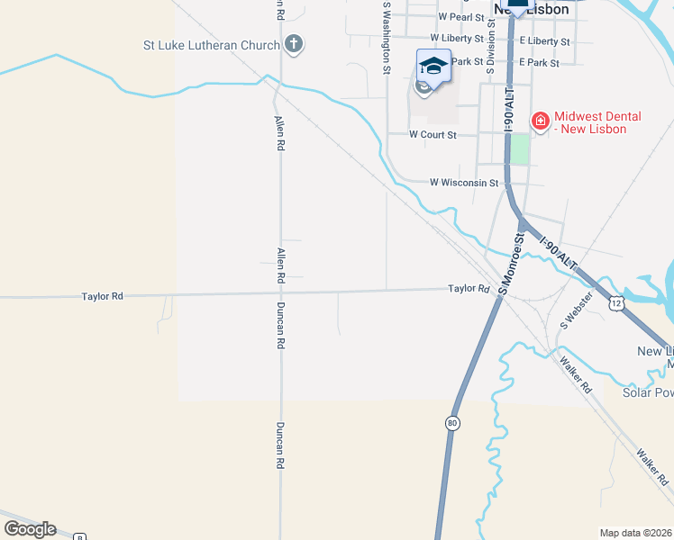 map of restaurants, bars, coffee shops, grocery stores, and more near 967 South Washington Street in New Lisbon