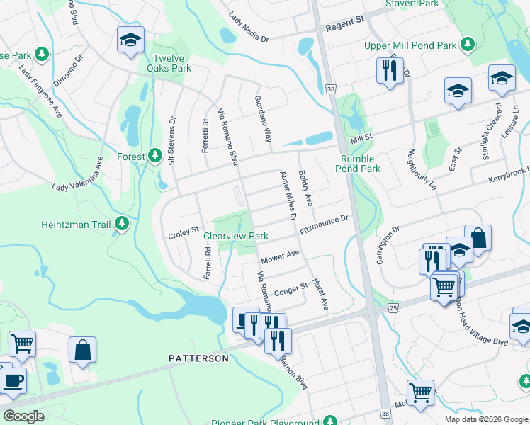 map of restaurants, bars, coffee shops, grocery stores, and more near 51 Horse Rake Road in Vaughan