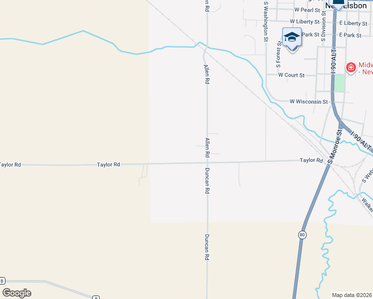 map of restaurants, bars, coffee shops, grocery stores, and more near 815 Maple Street in New Lisbon