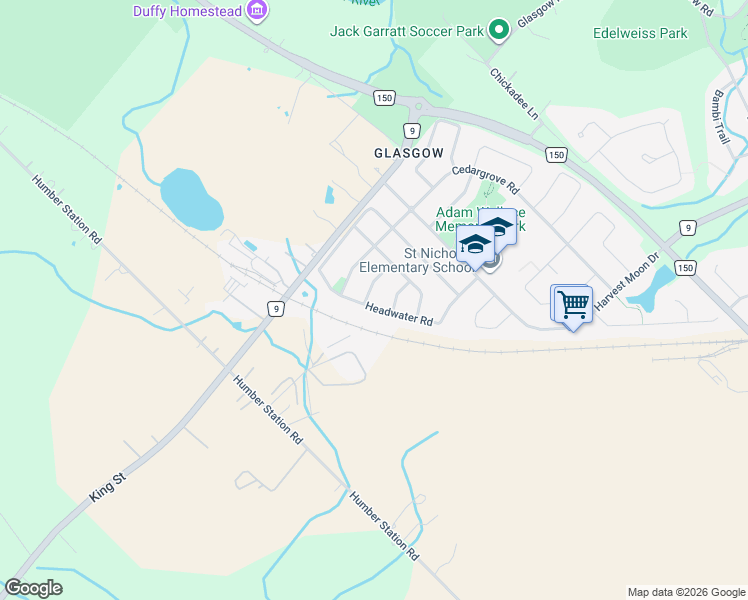 map of restaurants, bars, coffee shops, grocery stores, and more near 92 Headwater Road in Caledon