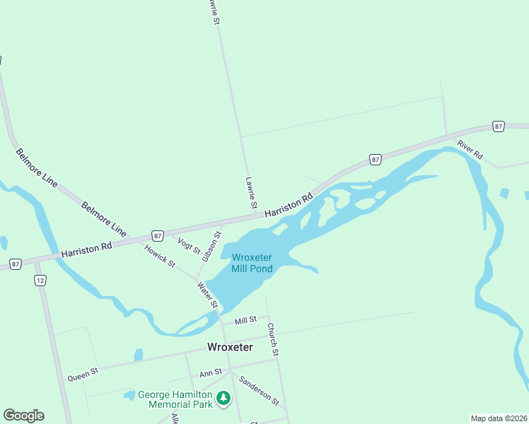 map of restaurants, bars, coffee shops, grocery stores, and more near 1075 Harriston Road in Wroxeter