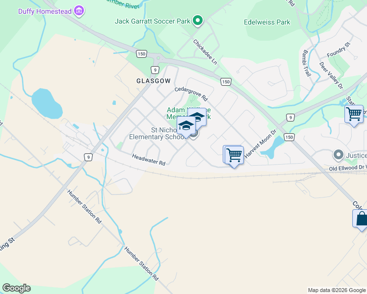 map of restaurants, bars, coffee shops, grocery stores, and more near 7 Headwater Road in Bolton
