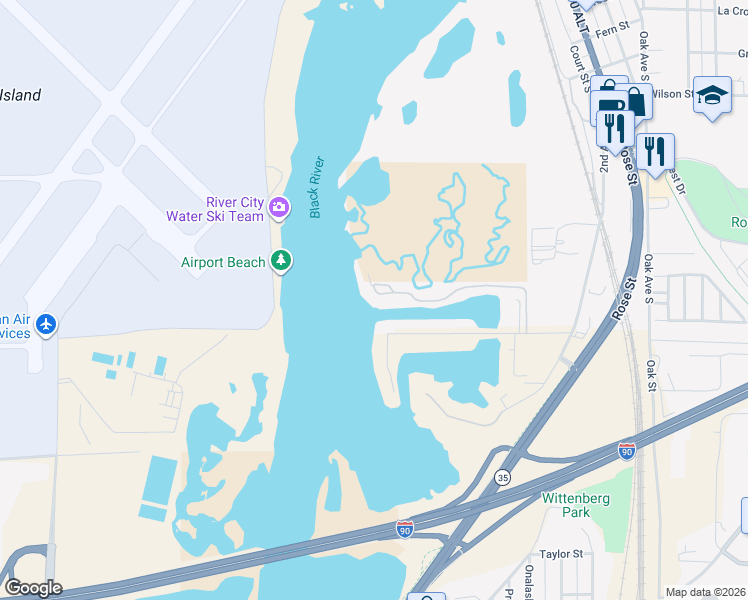 map of restaurants, bars, coffee shops, grocery stores, and more near 1053 Lauderdale North in Onalaska