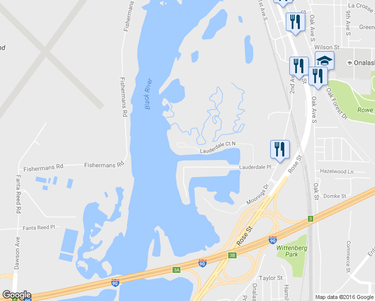 map of restaurants, bars, coffee shops, grocery stores, and more near 1071 Lauderdale North in Onalaska