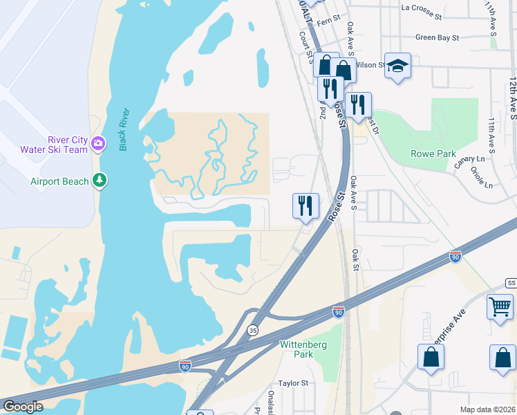 map of restaurants, bars, coffee shops, grocery stores, and more near 1331 Lauderdale Place in Onalaska